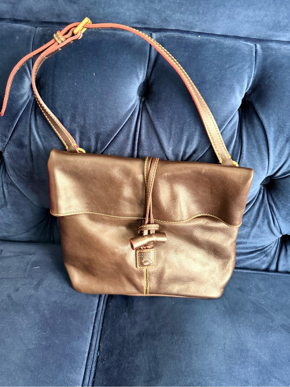 Dooney & Bourke chestnut Brown Florentine Leather Crossbody with Toggle Closure